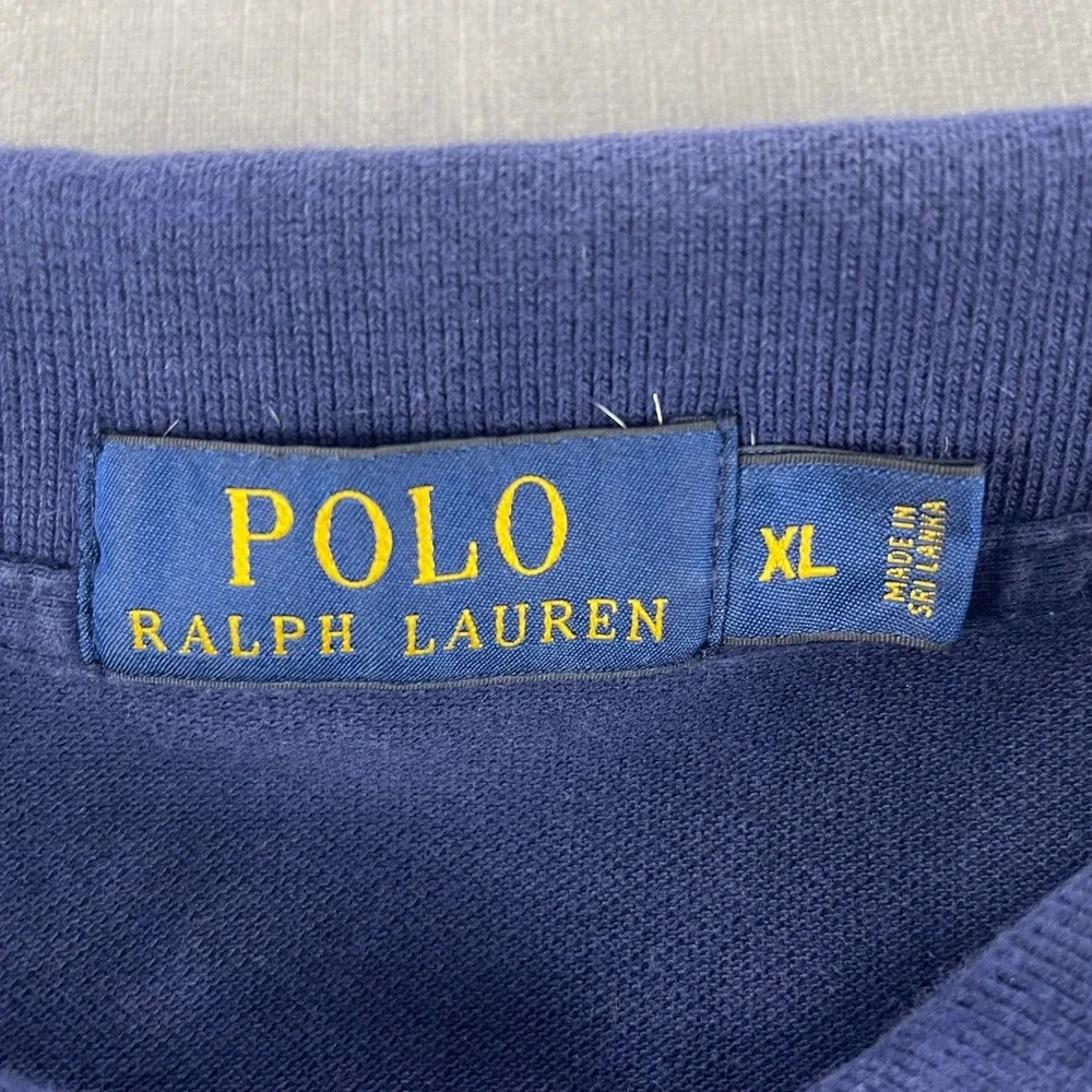 Polo Ralph Lauren Men XL Navy Blue Polo Shirt Orange Pony Logo